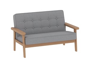 Canapé enfant 2 places 77x42x48 cm gris, tissu aspect velours, cadre en bois, rembourré 3 à 15 ans