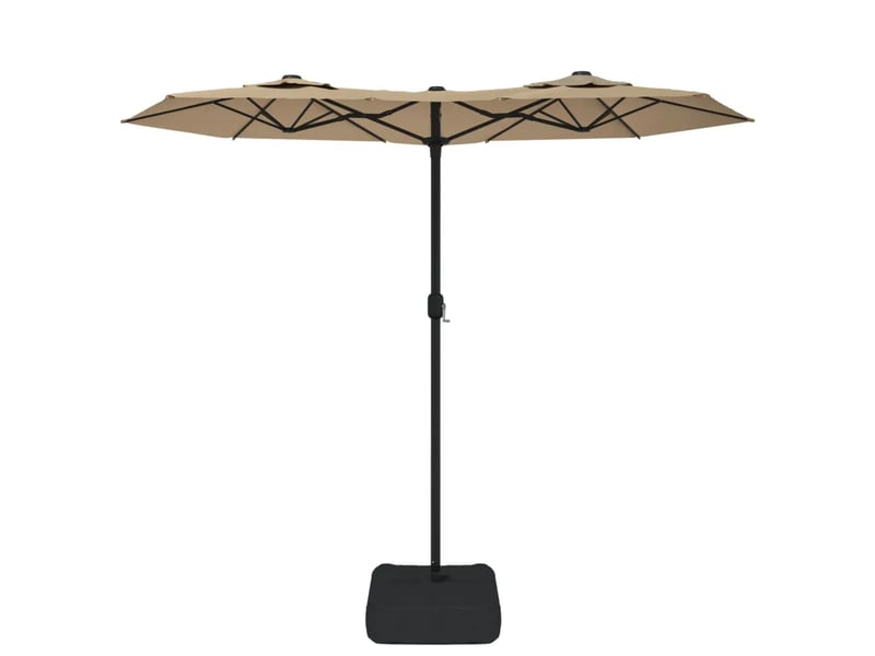  Parasol de jardin à double tête 316 x 145 x 240 cm protection uv avec base solide en polyester taupe 02_0047388  - Conforama B