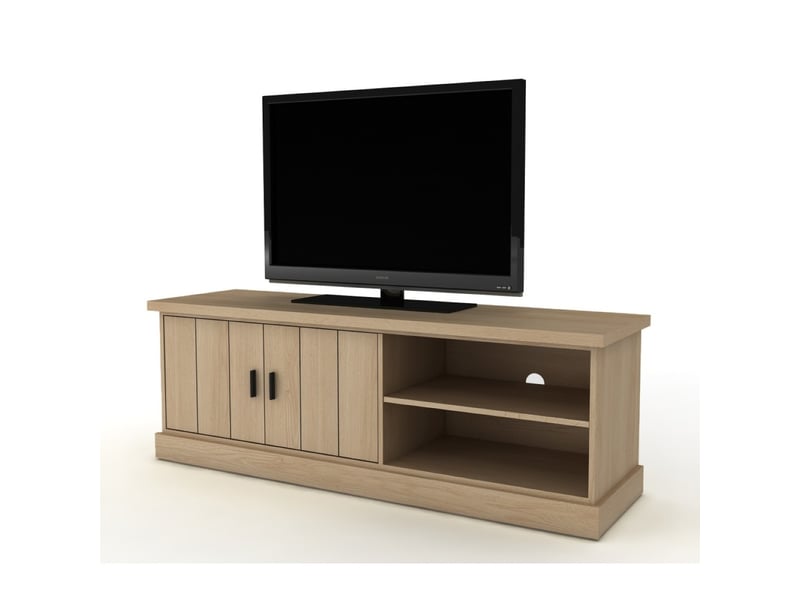  Meuble tv moderne en bois 2 portes 150cm teodora  - Conforama A