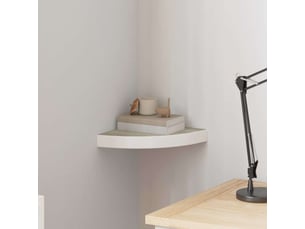 Étagère d'angle flottante, étagère murale chêne et blanc 25x25x3,8 cm mdf cf41389