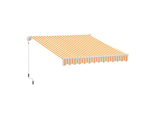 Store mural avec bras articulé et manivelle, structure robuste en aluminium et toile en polyester, 295 x 245 cm, orange