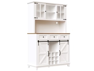 Buffet de cuisine haut 105x38x180 cm, meuble vaisselier blanc en mdf avec portes vitrées et éclairage led intégré