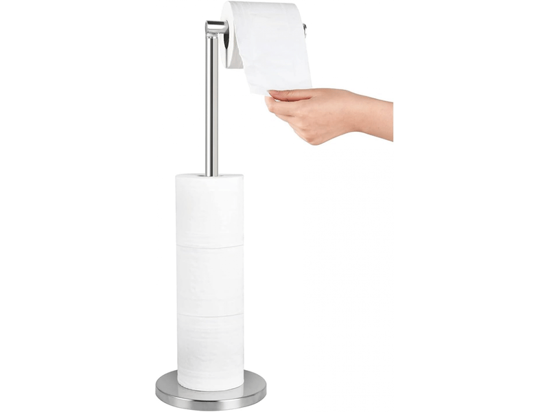  Porte-papier toilette sur pied, distributeur en acier inoxydable avec base robuste, résistant à la rouille (argent)  - Conforama A