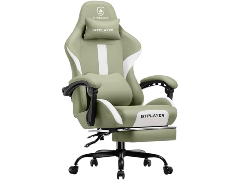  Gtplayer chaise de jeu ergonomique, réglable et pivotante en tissu respirant - vert GT905-GE - Conforama A