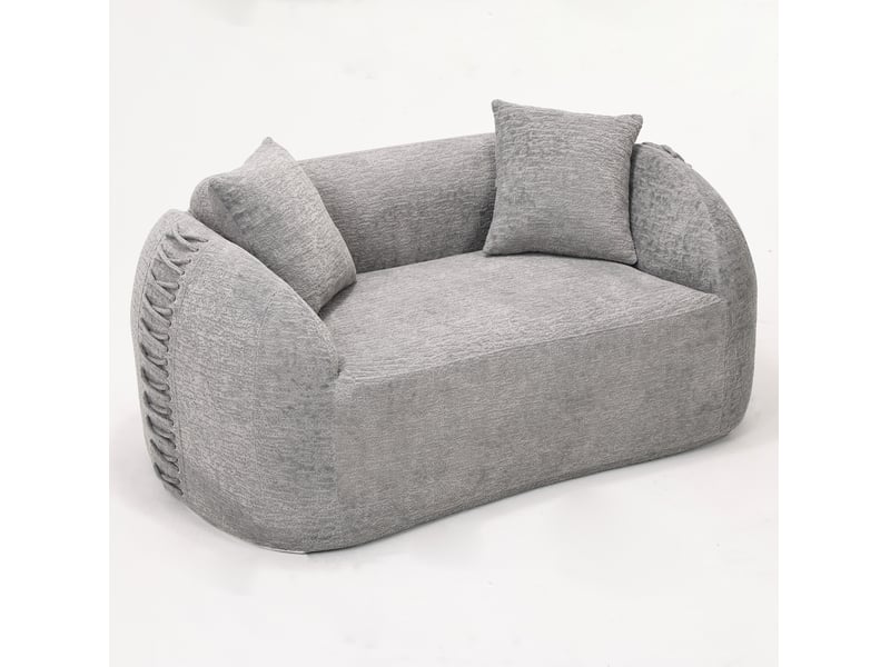  Canape droit moderne 2 places 155x90x67 cm compressé, incurvé, mousse et tissu chenille couleur gris  - Conforama A