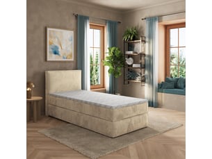 Lit avec rangement 80x200 cm <strong>MASSENO</strong> <strong></strong> coloris beige