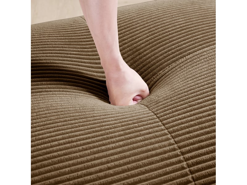  Canapé d'angle modulaire 298x178x70 cm sans montage en velours côtelé marron  - Conforama D
