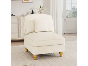 Canapé windsor sans accoudoirs en chenille avec 1 coussin - blanc