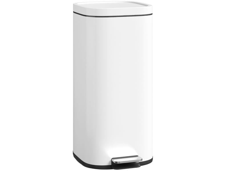  Poubelle de cuisine 30 l 36x29x59,5 cm à pédale avec couvercle fermeture douce métal blanc  - Conforama A