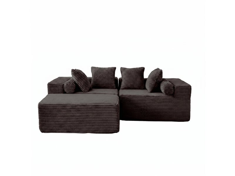  Canapé modulable, canapé de salon, en tissu chenille, noir, pour salon, mobilier pour espace de vie, chambre  - Conforama D