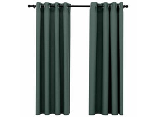 Lot de 2 rideaux occultants, rideaux black-out aspect lin avec œillets vert 140x175cm cf44528