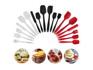 Ensemble de 6 ustensiles de cuisine en silicone: spatule à beurre, pinceau à huile (blanc)