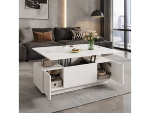 Table basse rectangulaire coloris blanc LPOSPI - 50 cmx100 cm
