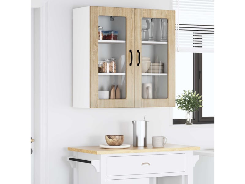  Meuble mural de cuisine, cabinet en verre mural 2 pcs chêne sonoma shl2064  - Conforama B
