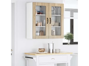 Meuble mural de cuisine, cabinet en verre mural 2 pcs chêne sonoma shl2064