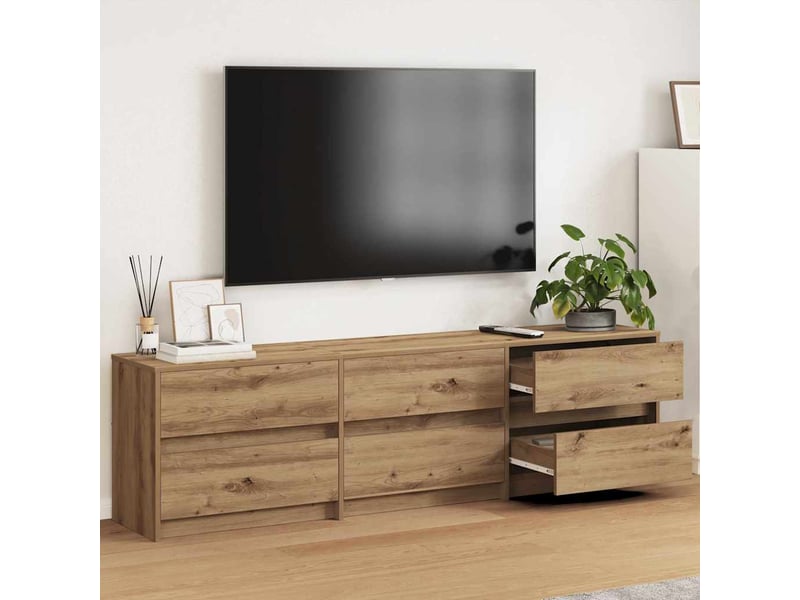  Meuble tv chêne artisanal bois d'ingénierie  - Conforama B