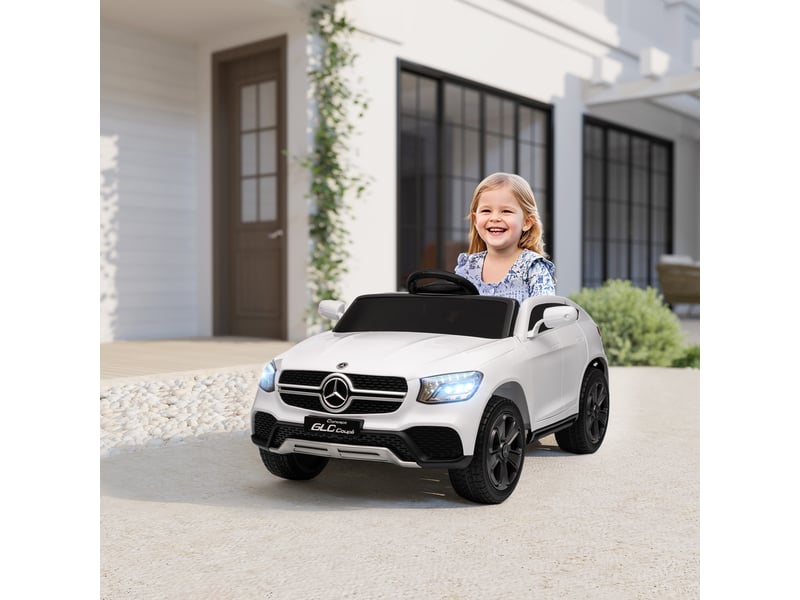  Voiture électrique enfants, véhicule électrique 12v, télécommande 2,4g, 3 vitesses, démarrage lent, 105x68x50cm, blanc  - Conforama D