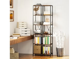 Bibliotheque coloris  marron 6 étagère(s) <strong>DESVIAE</strong> <strong></strong> - 30 cm x 174.5 cm