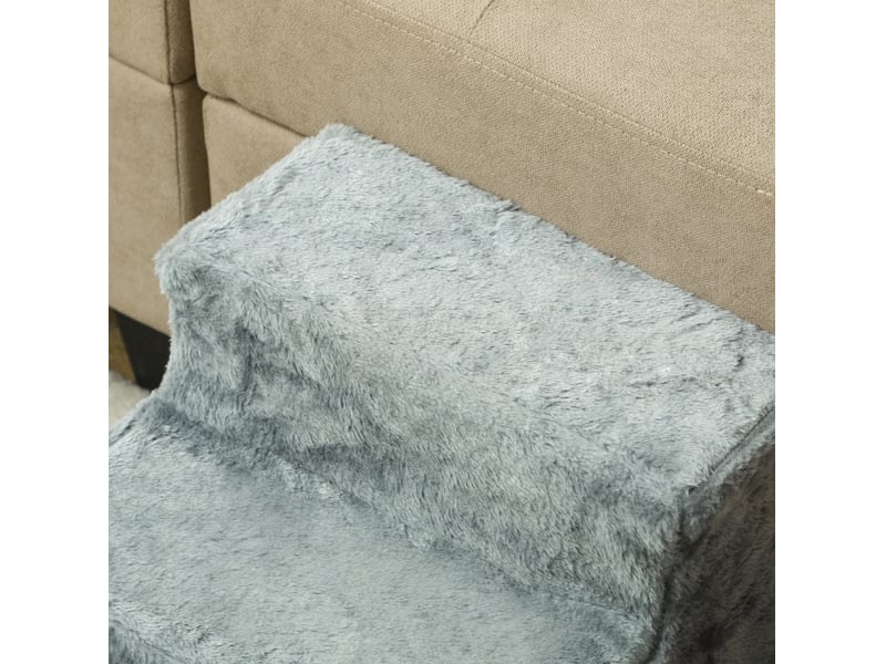  Escalier pour félins 3 marches 46x35x35 cm – gris clair – housse amovible en tissu peluche lavable  - Conforama D