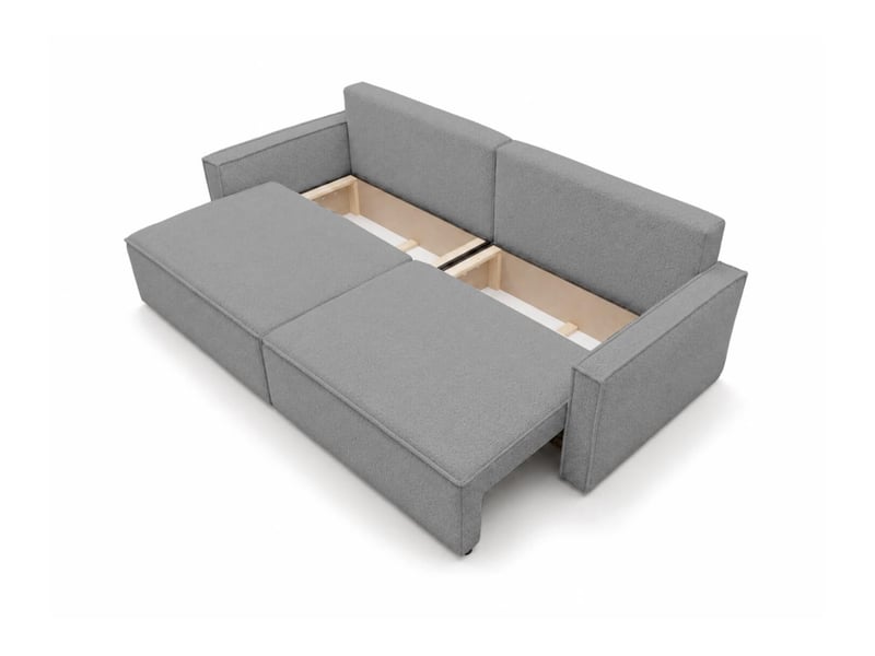  Farah - canapé droit 3 places convertible accoudoirs slim en tissu bouclettes généreuses  - Conforama D