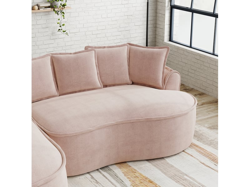 Canapé convertible 2 places en tissu rose, modules sans cadre et méridienne profonde pour se détendre - Conforama D