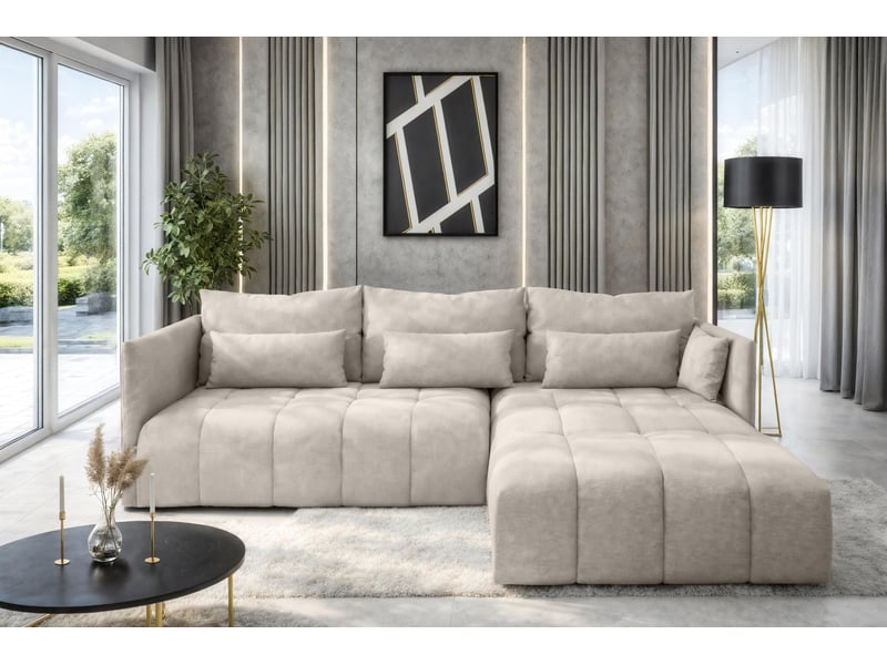  Canapé d’angle convertible gaziante 245 cm beige avec coffre Gaziante - Conforama C