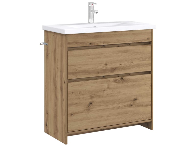 Meuble sous lavabo de salle de bain, commode chêne artisanal shl546  - Conforama C