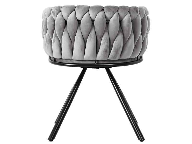  Chaise de salle à manger pivotante 360° en velours gris, lot de 6, piètement métal noir, dossier enveloppant  - Conforama D