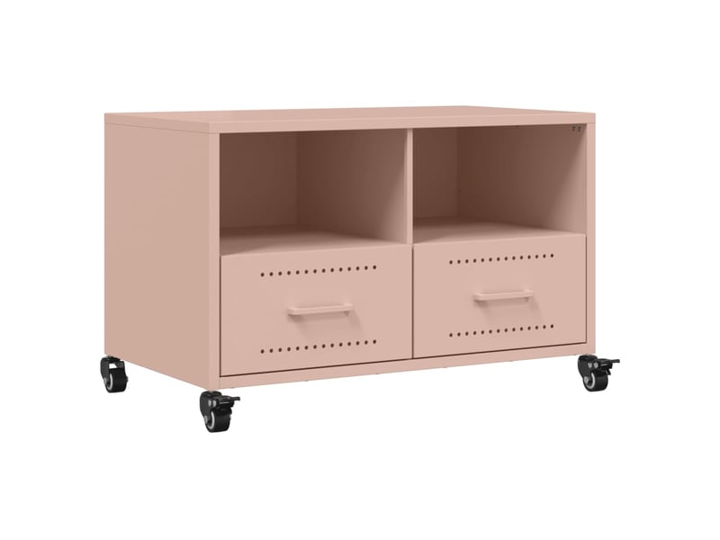  Meuble tv - banc tv - meuble de rangement rose 68x39x43,5 cm acier  - Conforama A