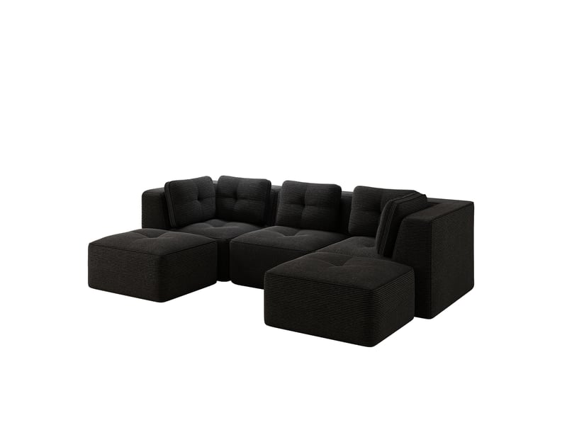  Canapé d'angle modulable 3 places en velours côtelé noir W3325S00257 - Conforama B