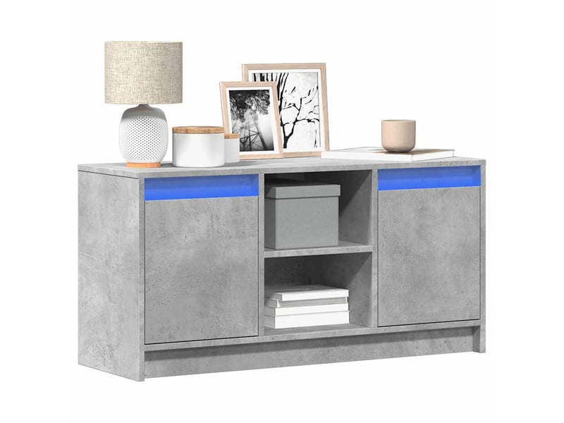  Meuble tv - banc tv - meuble de rangement avec led gris béton 100x34x50 cm bois d'ingénierie  - Conforama B