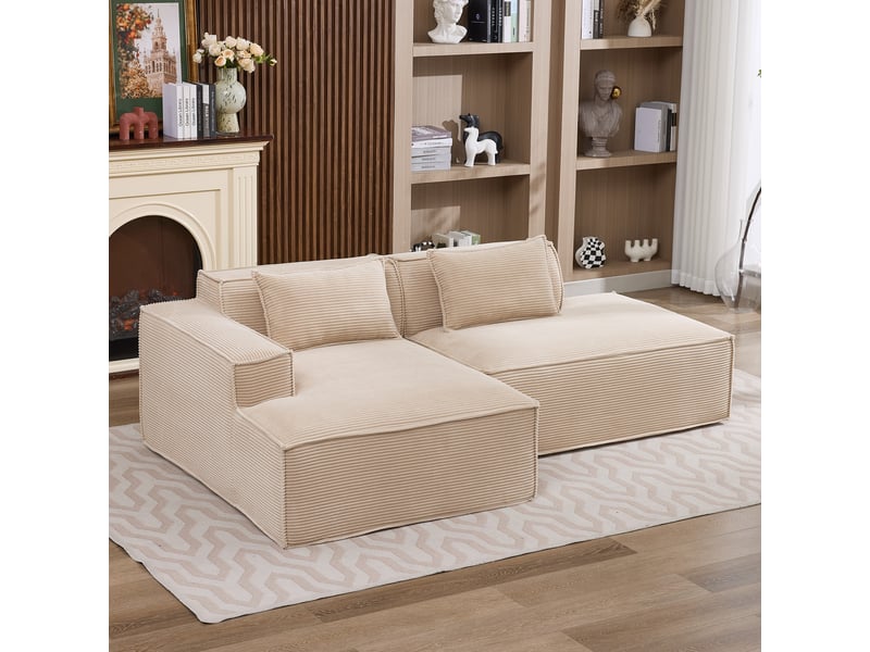  Canapé 235 cm de large, coussin d'assise élastique, polyester coloris kaki  - Conforama C