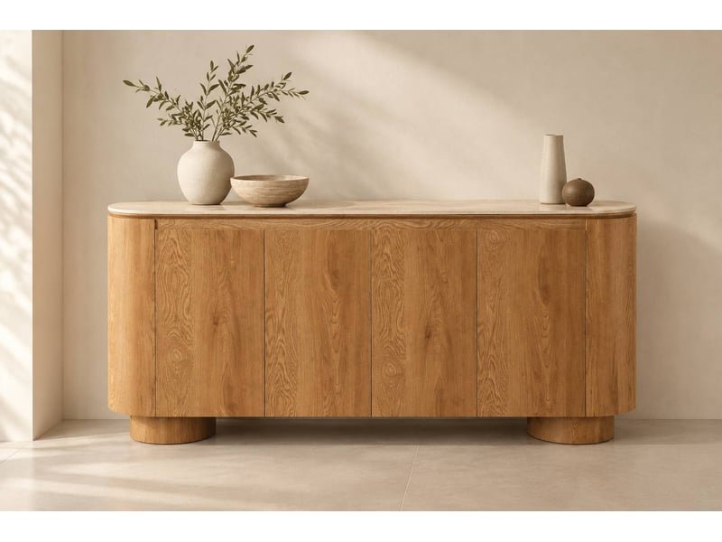  Buffet 4 portes panneau de fibres de bois composite chêne travertin  - Conforama B
