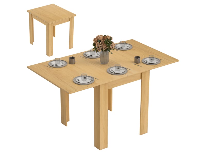  Table de salle à manger extensible 70-140x80 cm pour 4 à 6 personnes avec coussins en feutre naturel  - Conforama A