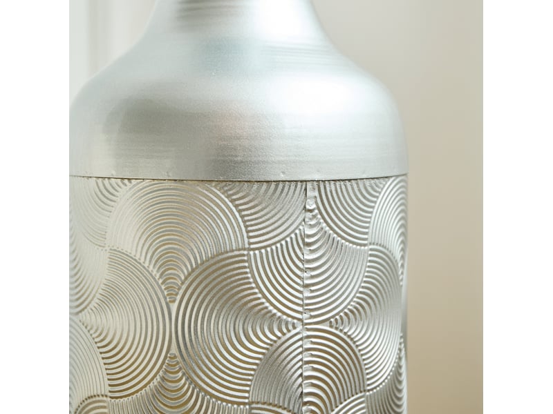  Lot de 3 vases de sol 50, 66 et 83 cm à motif ondulé en métal argenté  - Conforama E