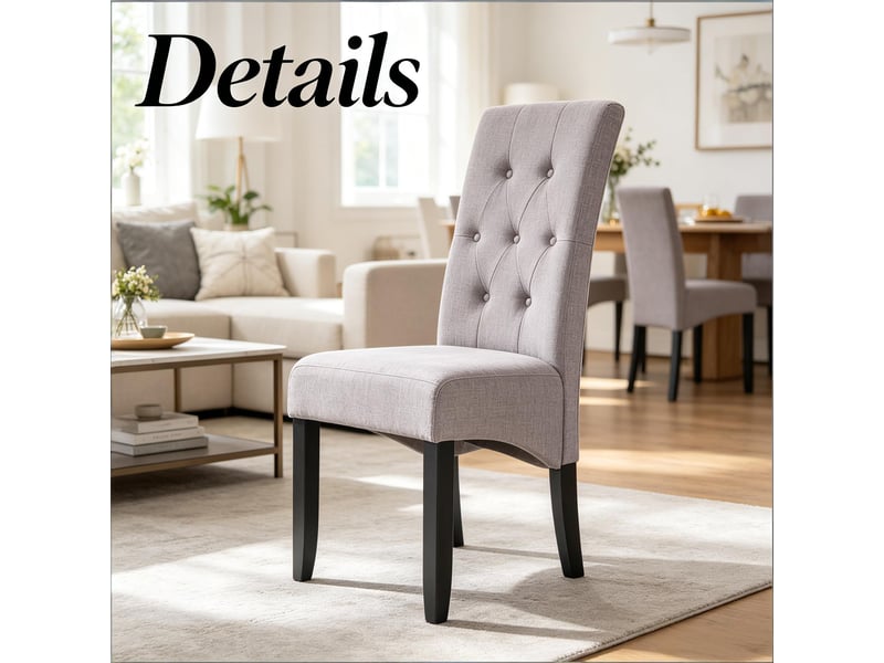  Lot de 2 chaises de salle à manger,à dossier haut,lin,gris clair  - Conforama D