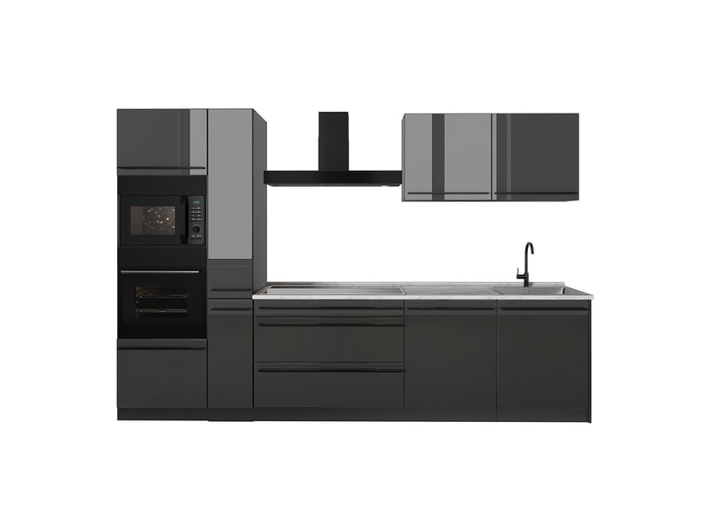  Vicco cuisine, anthracite haute brillanceanthracite, 310cm plan de travail marbre  - Conforama A