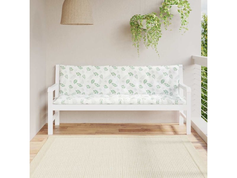  Lot de 2 coussins de banc jardin, coussins d'assise motif de feuilles tissu oxford cf58728  - Conforama C