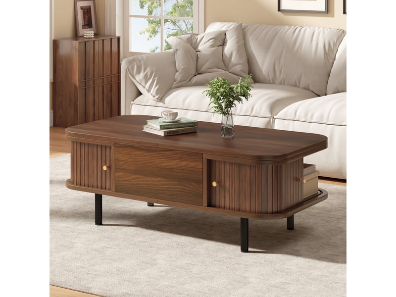 Table basse relevable rectangulaire bois foncé - 51x101 cm mdf table basse bois foncé - Conforama B