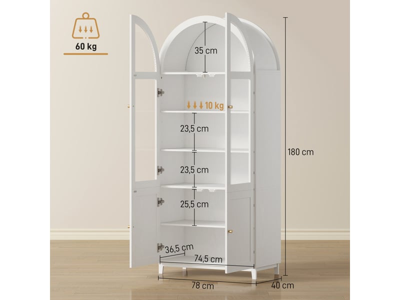  Buffet milagros vaisselier design arche rangement cuisine blanc élégante  - Conforama C
