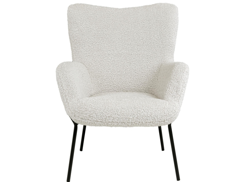 Boris-fauteuil vintage en tissu bouclé écru  - Conforama E