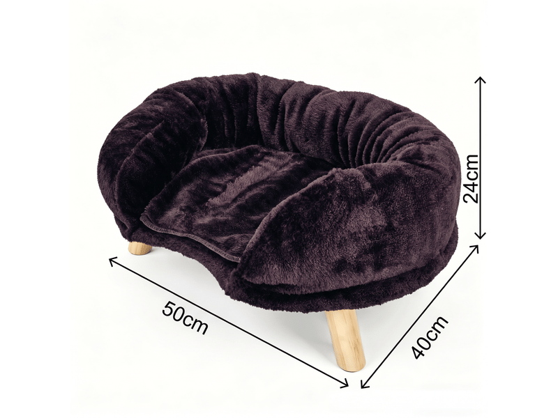 Canapé félin 50x40x24 cm – marron – bordure enveloppante antidérapante et entrée ouverte, repos confortable  - Conforama C