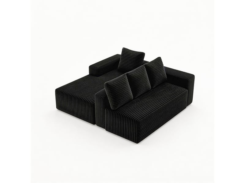 Canapé modulaire 4 places 261x168 cm – noir – méridienne réversible, sans montage et modulable au quotidien - Conforama C