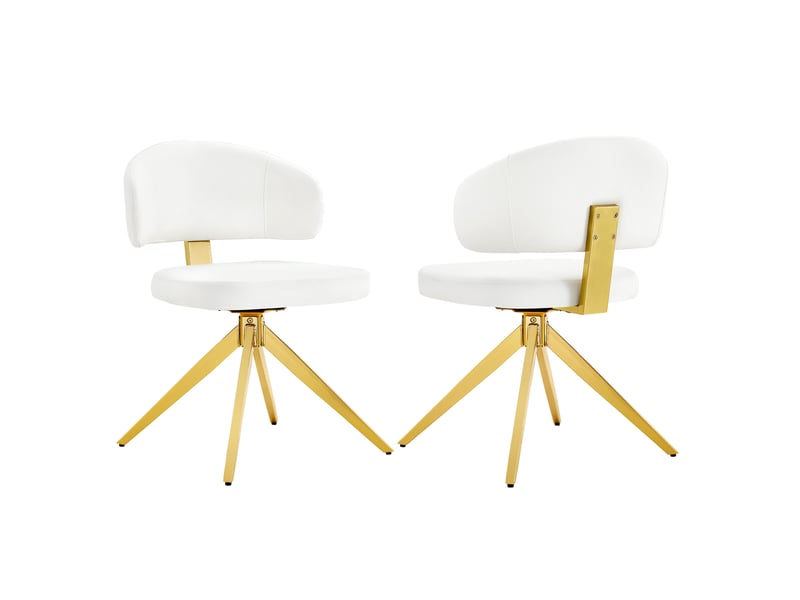  Lot de 2 chaises de salle à manger pivotantes à 360°, dossier incurvé, assise rembourrée en similicuir pu, 4 pieds en métal, hauteur 77 cm  - Conforama A