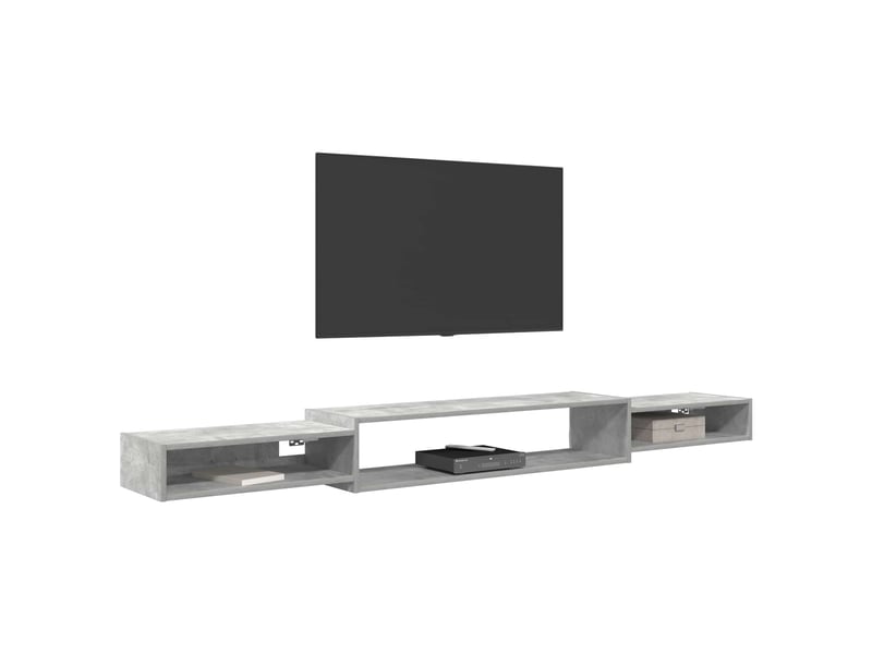  Meuble tv - banc tv - meuble de rangement mural montage mural gris béton 220 x 28 x 21 cm  - Conforama C