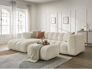 Canapé d'angle gauche fixe <strong>BOBOCHIC</strong> <strong>TALIA</strong> 4 places Tissu Beige