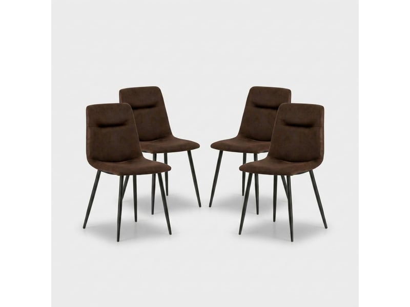 Lot de 4 chaises design en similicuir et métal pour salle à manger tia - marron  - Conforama A