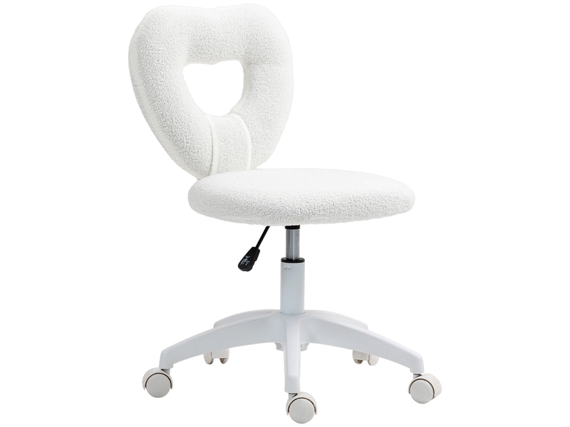  Chaise de bureau, dossier en forme de cœur, rembourrée, blanche  - Conforama B