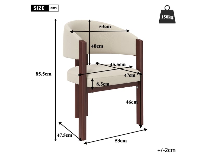 Ensemble table extensible 160200x90 cm 6-8 pers. + 6 chaises ergonomiques, tissu respirant, pieds métal effet bois réglables - Conforama W
