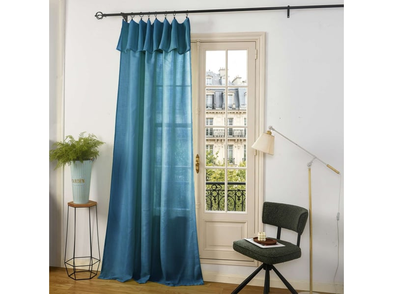  Lot de 2 voilages ajustables + 8 anneaux pince 140 x 270 cm evasion polyester effet lin  - Conforama B